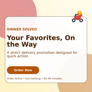 Glass Food Delivery Social Post — editable white restaurant template, instagram post