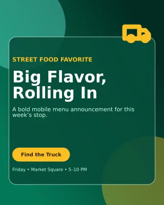 Glass Food Truck Offer Poster — editable black restaurant template, instagram portrait