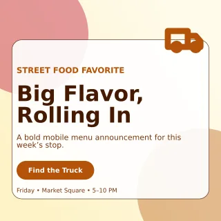 Glass Food Truck Social Post — editable white restaurant template, instagram post