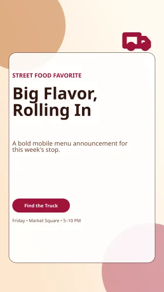 Glass Food Truck Story — editable white restaurant template, story / reel