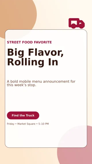 Glass Food Truck Story — editable white restaurant template, story / reel