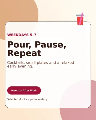 Glass Happy Hour Offer Poster — editable white restaurant template, instagram portrait