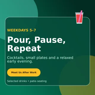 Glass Happy Hour Social Post — editable black restaurant template, instagram post