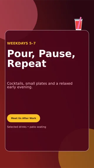 Glass Happy Hour Story — editable black restaurant template, story / reel