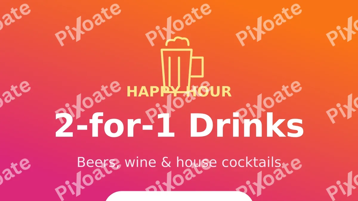 Happy Hour Happy Hour — editable pink restaurant template, youtube thumbnail