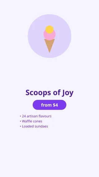 Ice Cream Parlour — editable white restaurant template, story / reel