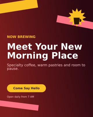 Kinetic Cafe Opening Offer Poster — editable black restaurant template, instagram portrait