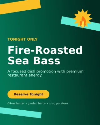 Kinetic Chef Special Offer Poster — editable black restaurant template, instagram portrait