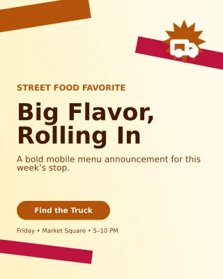 Kinetic Food Truck Offer Poster — editable white restaurant template, instagram portrait