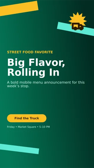 Kinetic Food Truck Story — editable black restaurant template, story / reel