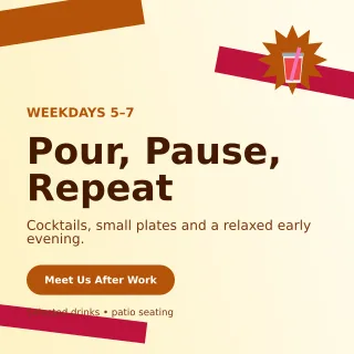 Kinetic Happy Hour Social Post — editable white restaurant template, instagram post