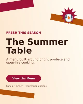 Kinetic Seasonal Menu Offer Poster — editable white restaurant template, instagram portrait
