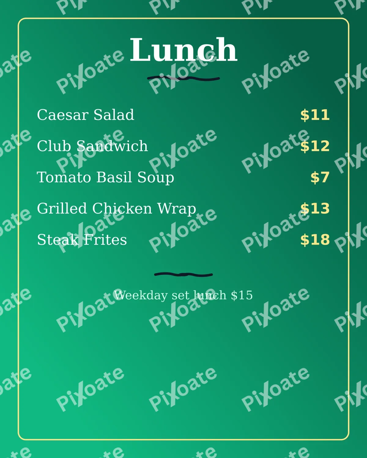 Lunch Menu Lunch Menu — editable green restaurant template, instagram portrait