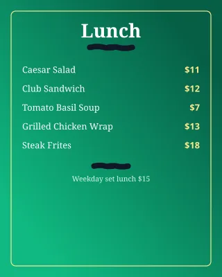 Lunch Menu — editable green restaurant template, instagram portrait