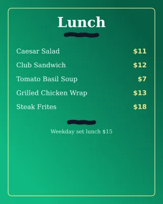 Lunch Menu — editable green restaurant template, instagram portrait
