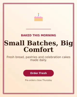 Luxe Bakery Promotion Offer Poster — editable white restaurant template, instagram portrait
