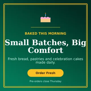 Luxe Bakery Promotion Social Post — editable black restaurant template, instagram post
