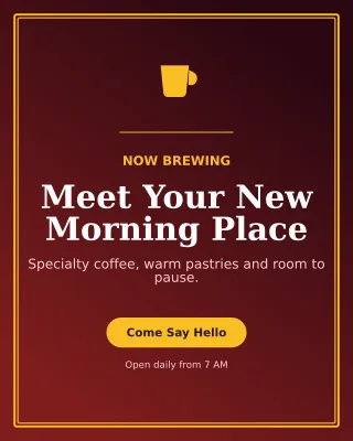 Luxe Cafe Opening Offer Poster — editable black restaurant template, instagram portrait