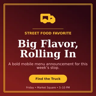 Luxe Food Truck Social Post — editable black restaurant template, instagram post
