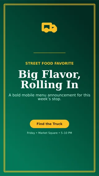 Luxe Food Truck Story — editable black restaurant template, story / reel