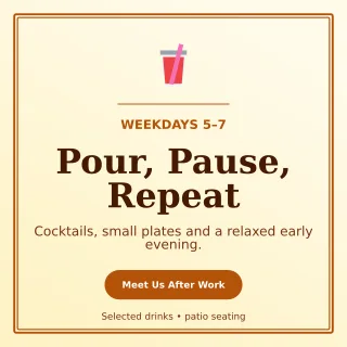 Luxe Happy Hour Social Post — editable white restaurant template, instagram post