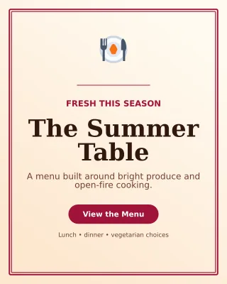Luxe Seasonal Menu Offer Poster — editable white restaurant template, instagram portrait