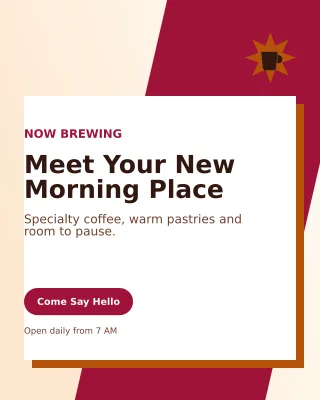 Neo Cafe Opening Offer Poster — editable white restaurant template, instagram portrait