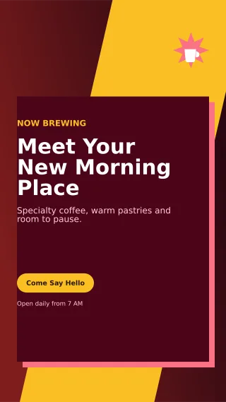 Neo Cafe Opening Story — editable black restaurant template, story / reel