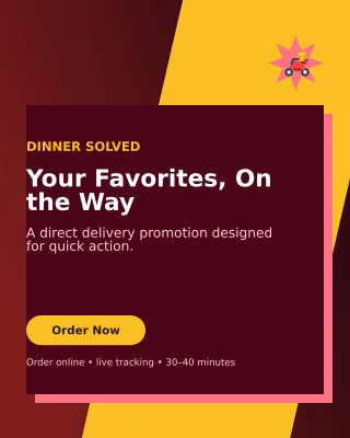 Neo Food Delivery Offer Poster — editable black restaurant template, instagram portrait