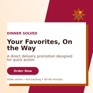 Neo Food Delivery Social Post — editable white restaurant template, instagram post