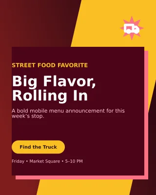Neo Food Truck Offer Poster — editable black restaurant template, instagram portrait
