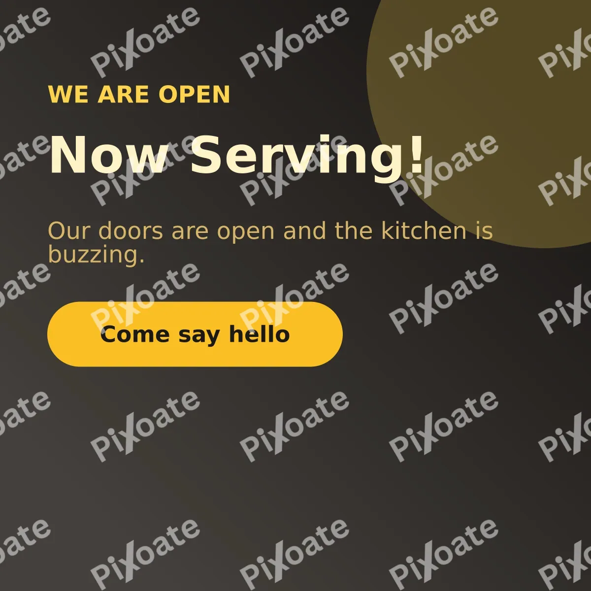 Now Open Now Open — editable black restaurant template, instagram post