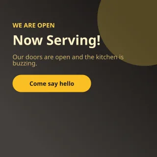 Now Open — editable black restaurant template, instagram post