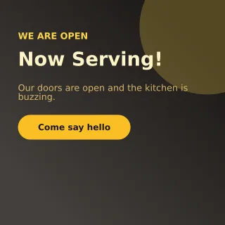 Now Open — editable black restaurant template, instagram post