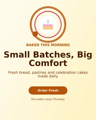 Orbit Bakery Promotion Offer Poster — editable white restaurant template, instagram portrait