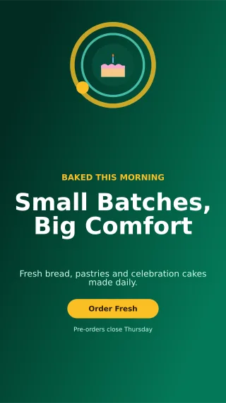 Orbit Bakery Promotion Story — editable black restaurant template, story / reel