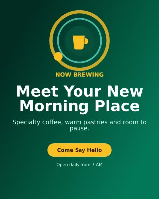 Orbit Cafe Opening Offer Poster — editable black restaurant template, instagram portrait