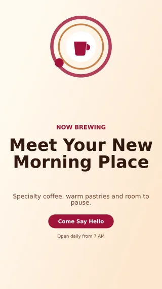 Orbit Cafe Opening Story — editable white restaurant template, story / reel