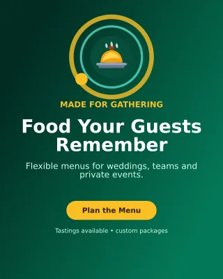 Orbit Catering Service Offer Poster — editable black restaurant template, instagram portrait