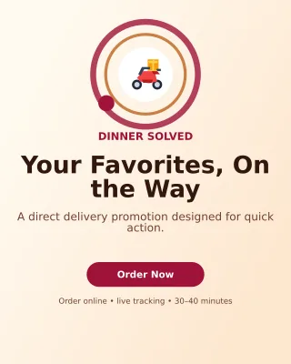 Orbit Food Delivery Offer Poster — editable white restaurant template, instagram portrait