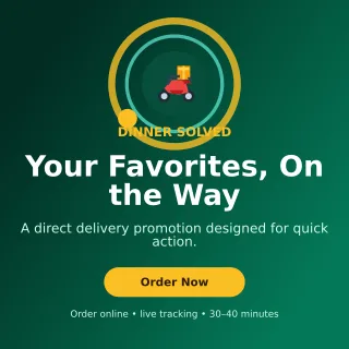 Orbit Food Delivery Social Post — editable black restaurant template, instagram post