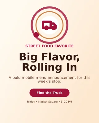 Orbit Food Truck Offer Poster — editable white restaurant template, instagram portrait