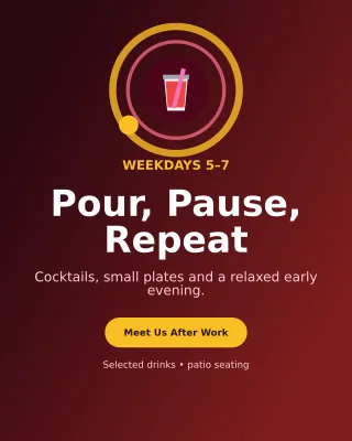 Orbit Happy Hour Offer Poster — editable black restaurant template, instagram portrait