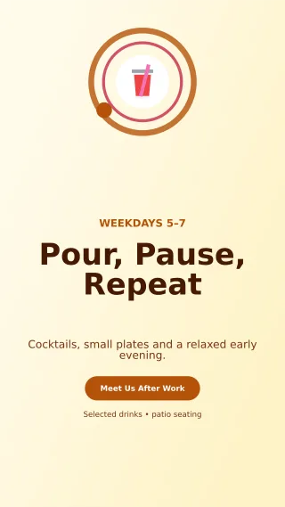 Orbit Happy Hour Story — editable white restaurant template, story / reel
