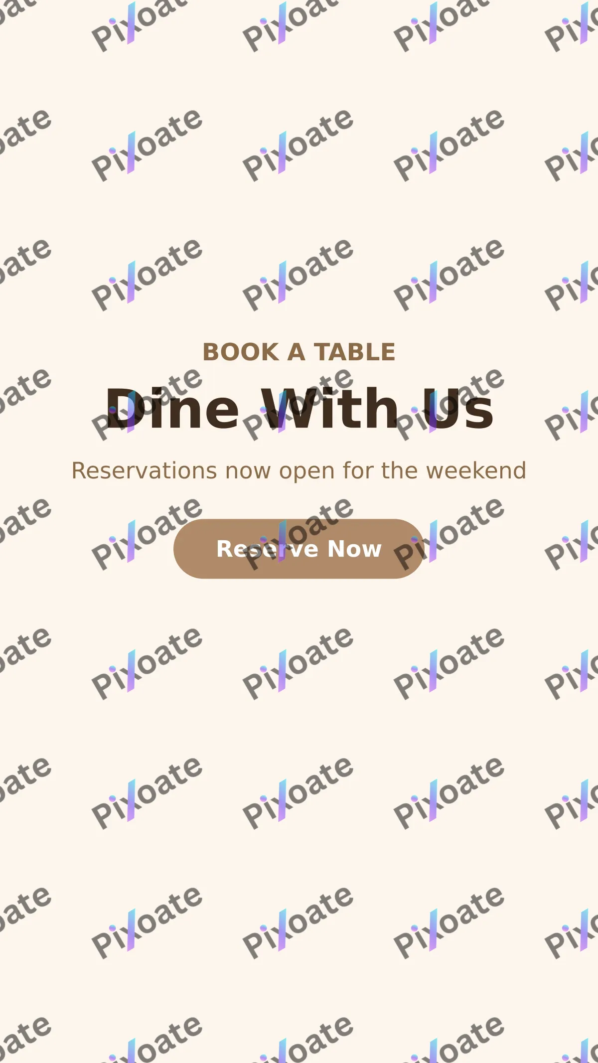 Reservation Reservation — editable white restaurant template, story / reel