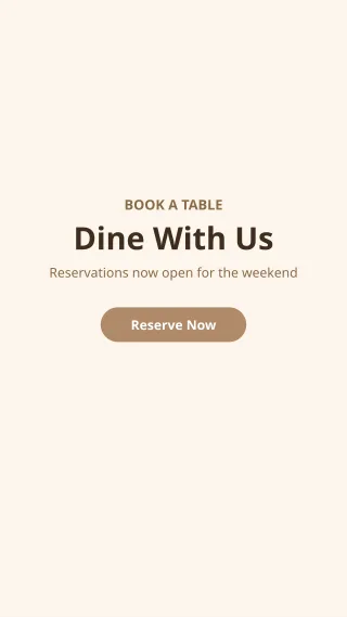 Reservation — editable white restaurant template, story / reel