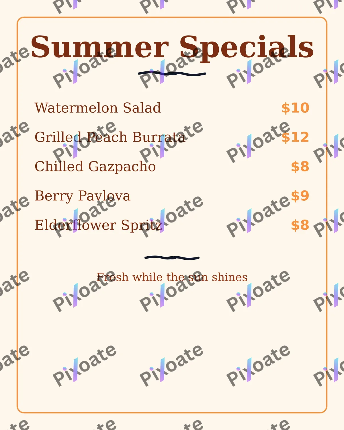 Seasonal Menu Seasonal Menu — editable white restaurant template, instagram portrait