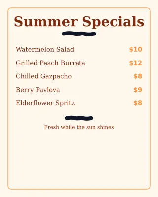 Seasonal Menu — editable white restaurant template, instagram portrait