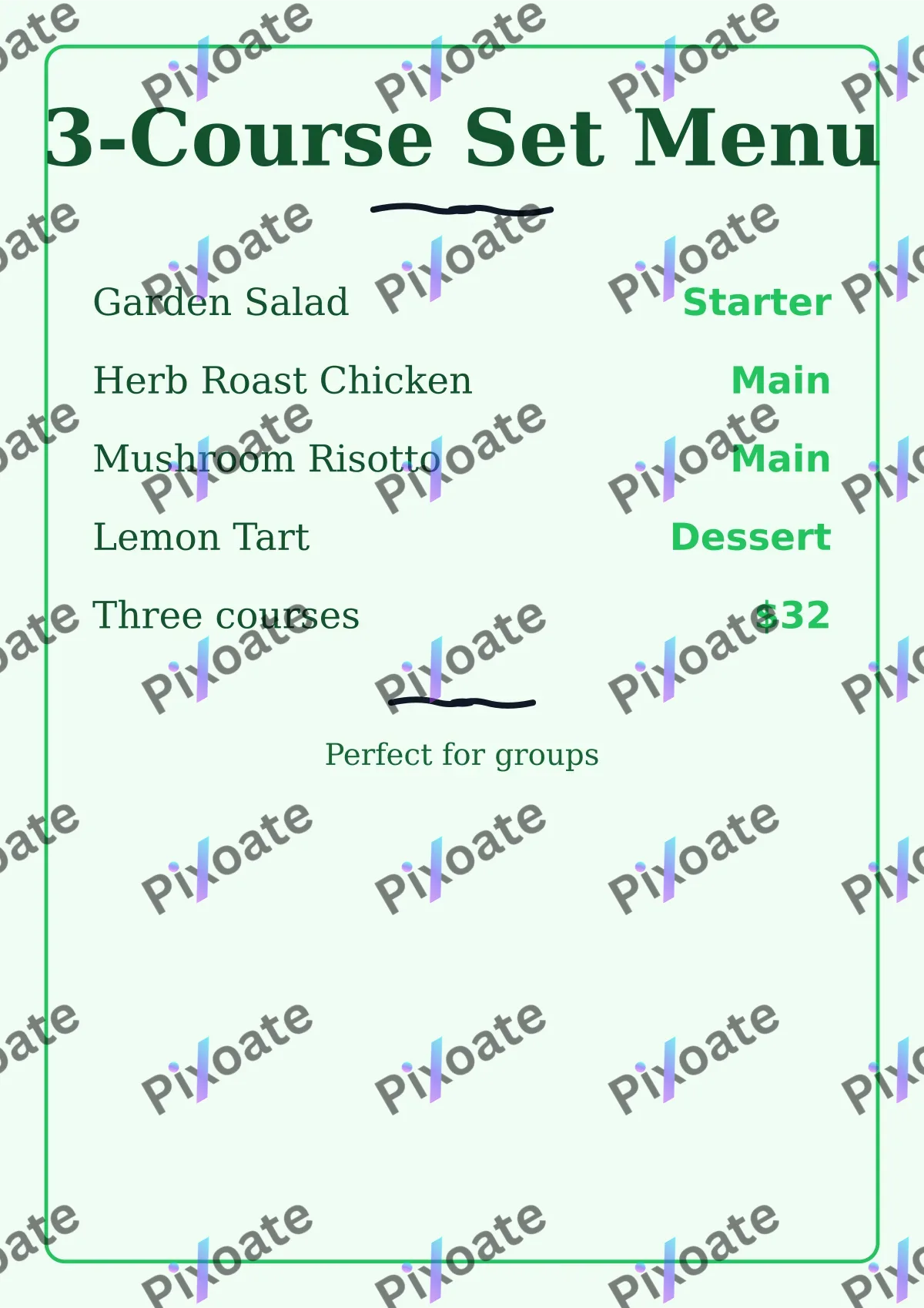 Set Menu Set Menu — editable white restaurant template, a4 print