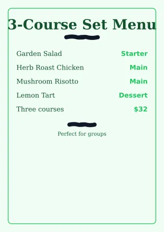 Set Menu — editable white restaurant template, a4 print